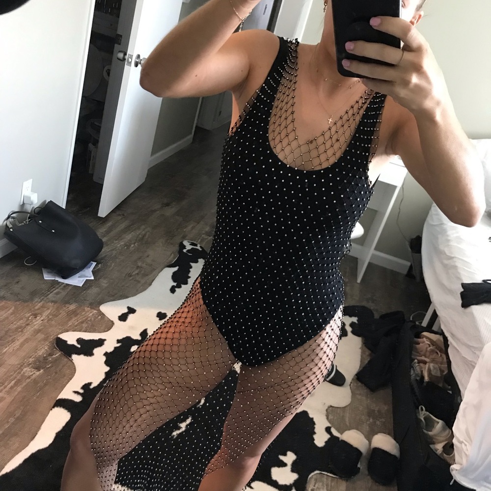 Diamond Fishnet Swim Coverup Festival Dress